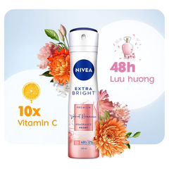Xịt khử mùi Nivea dưỡng sáng hương cam & gió biển/lê ngọt ngào/hoa mẫu đơn 150ml