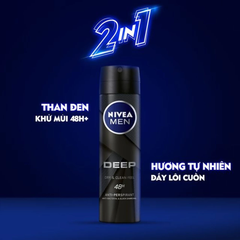 Xịt khử mùi Nivea Men than đen hương gỗ đen 150ml