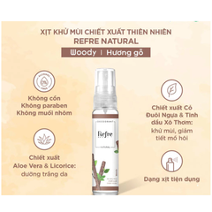 Xịt khử mùi Refre Natural hương thảo/trà xanh/hương gỗ/hồng mộc lan 30ml