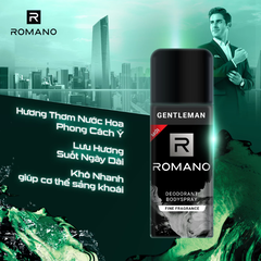 Xịt khử mùi Romano hương nước hoa Gentleman/Classic/Force/Attitude 150ml