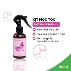 Xịt tóc Milaganics Keratin & Biotin 4% giúp mọc tóc 150ml