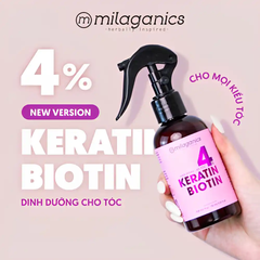 Xịt tóc Milaganics Keratin & Biotin 4% giúp mọc tóc 150ml