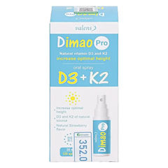 Xịt Valens Dimao Pro D3+K2 hỗ trợ hấp thu canxi 25ml cho bé từ 0 tháng tuổi