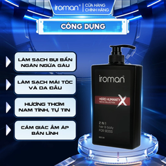TẮM GỘI 2IN1 IROMAN HERO HUMANITY 650G – HƯƠNG NƯỚC HOA CAO CẤP