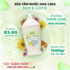 THEBOL - SỮA TẮM HƯƠNG NƯỚC HOA DOVE LOVE 1.5KG – NHẸ NHÀNG, THANH KHIẾT