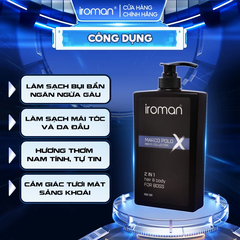 TẮM GỘI 2IN1 IROMAN 650G – HƯƠNG NƯỚC HOA MARCO POLO CAO CẤP
