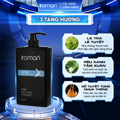 TẮM GỘI 2IN1 IROMAN ACTIVE 650G – HƯƠNG NƯỚC HOA CAO CẤP