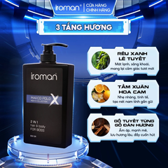 TẮM GỘI 2IN1 IROMAN 650G – HƯƠNG NƯỚC HOA MARCO POLO CAO CẤP