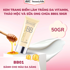 Kem trang điểm làm trắng da vitamin, thảo mộc và sữa ong chúa bb01 50gr - Beautylife