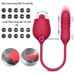 Trứng rung 2 đầu hoa hồng lưỡi liếm đuôi rung thụt