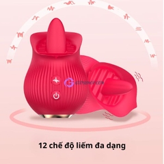 Máy rung lưỡi liếm hoa hồng 12 chế độ