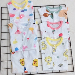 Body đùi cộc tay cúc giữa vải thông hơi mỏng mát cho bé trai bé gái sơ sinh mùa hè
