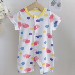 Body đùi cộc tay cúc giữa vải thông hơi mỏng mát cho bé trai bé gái sơ sinh mùa hè