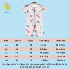 Bộ Body Đùi Cúc Giữa Mùa Hè Mỏng Mát Họa Tiết Đáng Yêu Cho Bé Sơ Sinh 24BDDU