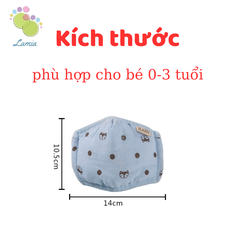 Khẩu Trang 3D 4 Lớp Chống Bụi Xuất Hàn Có Nút Chỉnh Quai Đeo Cho Bé 0-3Tuổi