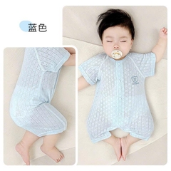 Body đùi cộc tay cúc giữa vải sợi tre mỏng mát cho bé sơ sinh mặc mùa hè 21BDDU