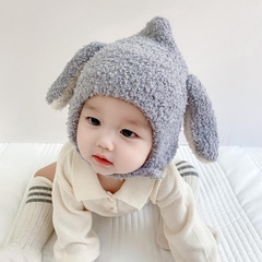 Mũ Len Lông Cừu Tai Thỏ Cài Cúc Đáng Yêu cho Bé Trai Bé Gái