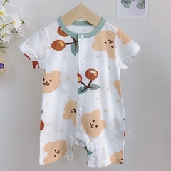 Body đùi cộc tay cúc giữa vải thông hơi mỏng mát cho bé trai bé gái sơ sinh mùa hè