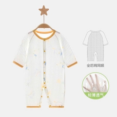 Body mỏng dài tay phối lưới mỏng mát cho bé sơ sinh mặc nằm điều hòa 20BDD