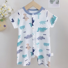Body đùi cộc tay cúc giữa vải thông hơi mỏng mát cho bé trai bé gái sơ sinh mùa hè