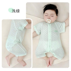 Body đùi cộc tay cúc giữa vải sợi tre mỏng mát cho bé sơ sinh mặc mùa hè 21BDDU