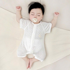 Body đùi cộc tay cúc giữa vải sợi tre mỏng mát cho bé sơ sinh mặc mùa hè 21BDDU