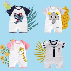 Bodysuits Body Cotton Hè Xuất Nhật Cho Bé Trai Bé Gái Sơ Sinh