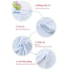 Body Cúc Giữa Dài Tay Hè Thu Mỏng Mát Cho Bé Nằm Điều Hoà 01BDD