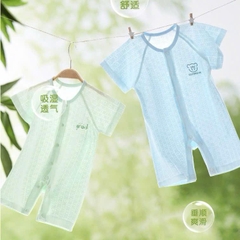 Body đùi cộc tay cúc giữa vải sợi tre mỏng mát cho bé sơ sinh mặc mùa hè 21BDDU