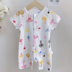 Body đùi cộc tay cúc giữa vải thông hơi mỏng mát cho bé trai bé gái sơ sinh mùa hè