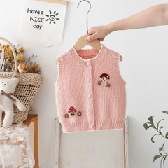 Áo gile len mềm mịn họa tiết thỏ 3D cho bé gái hàng Quảng Châu cao cấp
