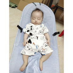 Bộ Cộc Tay Hè Cúc Giữa Cho Bé Trai Bé Gái Vải Cotton Thông Hơi Thấm Hút Mồ Hôi