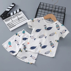 Bộ Cộc Tay Hè Cúc Giữa Cho Bé Trai Bé Gái Vải Cotton Thông Hơi Thấm Hút Mồ Hôi