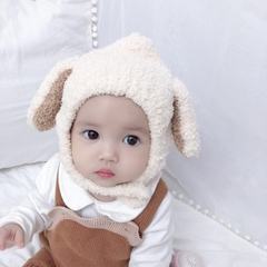Mũ Len Lông Cừu Tai Thỏ Cài Cúc Đáng Yêu cho Bé Trai Bé Gái