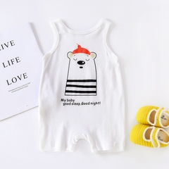 Body Gấu Hè Sát Nách Thun Cotton Mỏng Mát Hàng Quảng Châu Cao Cấp Cho Bé