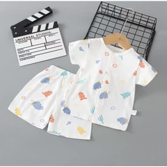 Bộ Cộc Tay Hè Cúc Giữa Cho Bé Trai Bé Gái Vải Cotton Thông Hơi Thấm Hút Mồ Hôi
