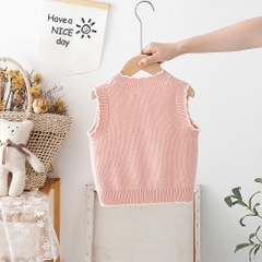 Áo gile len mềm mịn họa tiết thỏ 3D cho bé gái hàng Quảng Châu cao cấp
