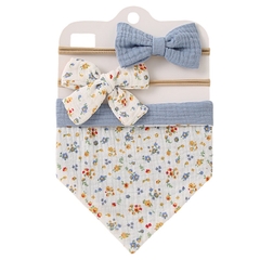 Yếm tam giác kèm băng đô tuban hình nơ vải muslin màu vintage phong cách tiểu thư cho bé gái set 3 chi tiết 𝐓𝐁𝐒𝟑
