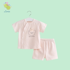 Bộ Đồ Hè Cộc Tay Cúc Giữa Cho Bé Trai Bé Gái Sơ Sinh 03BH