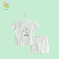 Bộ Đồ Hè Cộc Tay Cúc Giữa Cho Bé Trai Bé Gái Sơ Sinh 03BH