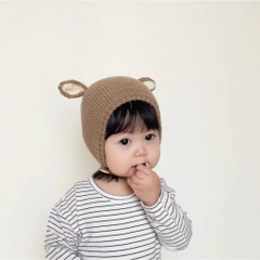 Mũ len, nón len thêu gấu đáng yêu cho bé trai bé gái 𝐌𝐋𝟐