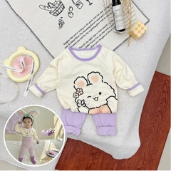 Bộ Đồ Cotton Dài Tay Cạp Cao Thu Đông Cho Bé Trai Bé Gái 𝟎𝟒𝐁𝐃𝐓