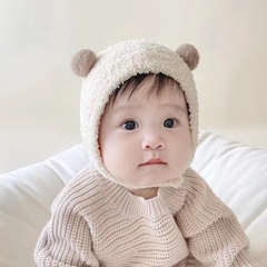 Mũ len lông cừu 2 cục bông giữa ấm mùa đông cho bé trai bé gái sơ sinh 𝐌𝟒