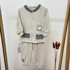 Bộ dài tay thu đông cotton 2 lớp dày dặn cho bé trai bé gái sơ sinh hàng Quảng châu cao cấp 𝟎𝟕𝐁𝐃𝐓