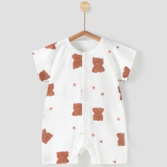 Body đùi cộc tay cúc giữa vải cotton thông hơi mềm mại thấm hút mồ hôi cho bé sơ sinh mặc mùa hè 𝟐𝟖𝐁𝐃𝐃𝐔