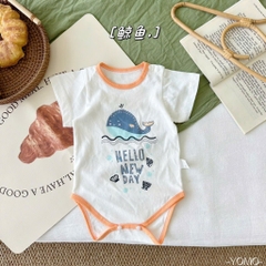 Bodysuits Cộc Tay Mùa Hè Cotton Thoáng Mát Mùa Hè Cho Bé Trai, Bé Gái 01BDS