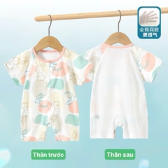 Body đùi cộc tay cotton mèm mịn phối lưới mỏng mát cho bé sơ sinh mặc mùa hè 𝟒𝟏𝐁𝐃𝐃𝐔