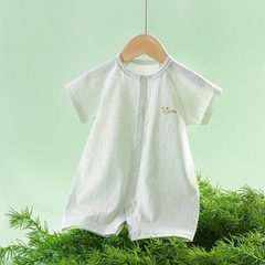 Bộ áo liền thân cộc tay cúc giữa, body đùi cotton mỏng mát cho bé sơ sinh mặc mùa hè 𝟔𝟐𝐁𝐃𝐃𝐔