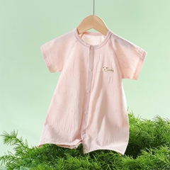 Bộ áo liền thân cộc tay cúc giữa, body đùi cotton mỏng mát cho bé sơ sinh mặc mùa hè 𝟔𝟐𝐁𝐃𝐃𝐔
