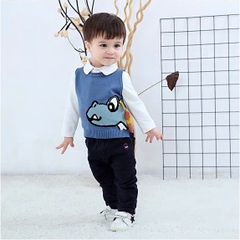 Áo gile len họa tiết khủng long cho bé hàng Quảng Châu cho bé yêu